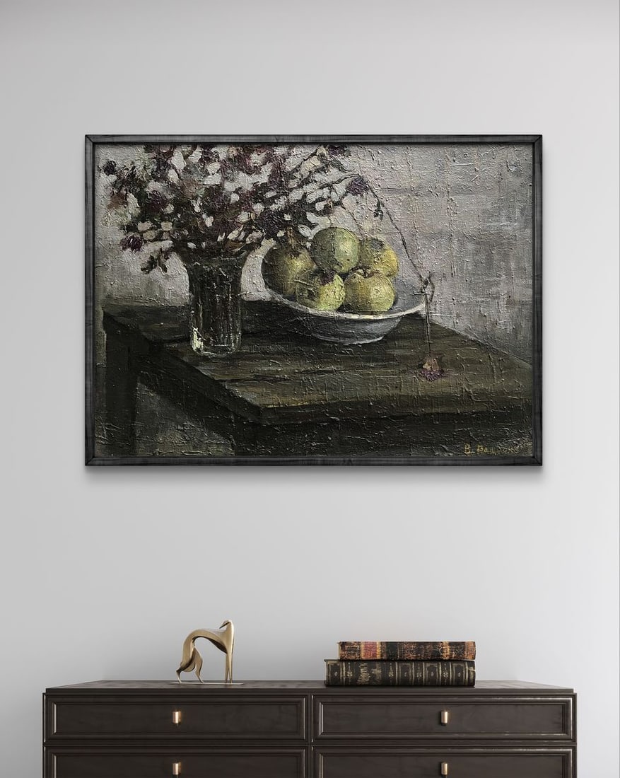 Oil painting Still life with flowers and apples Volodymyr Pashchenko - 2
