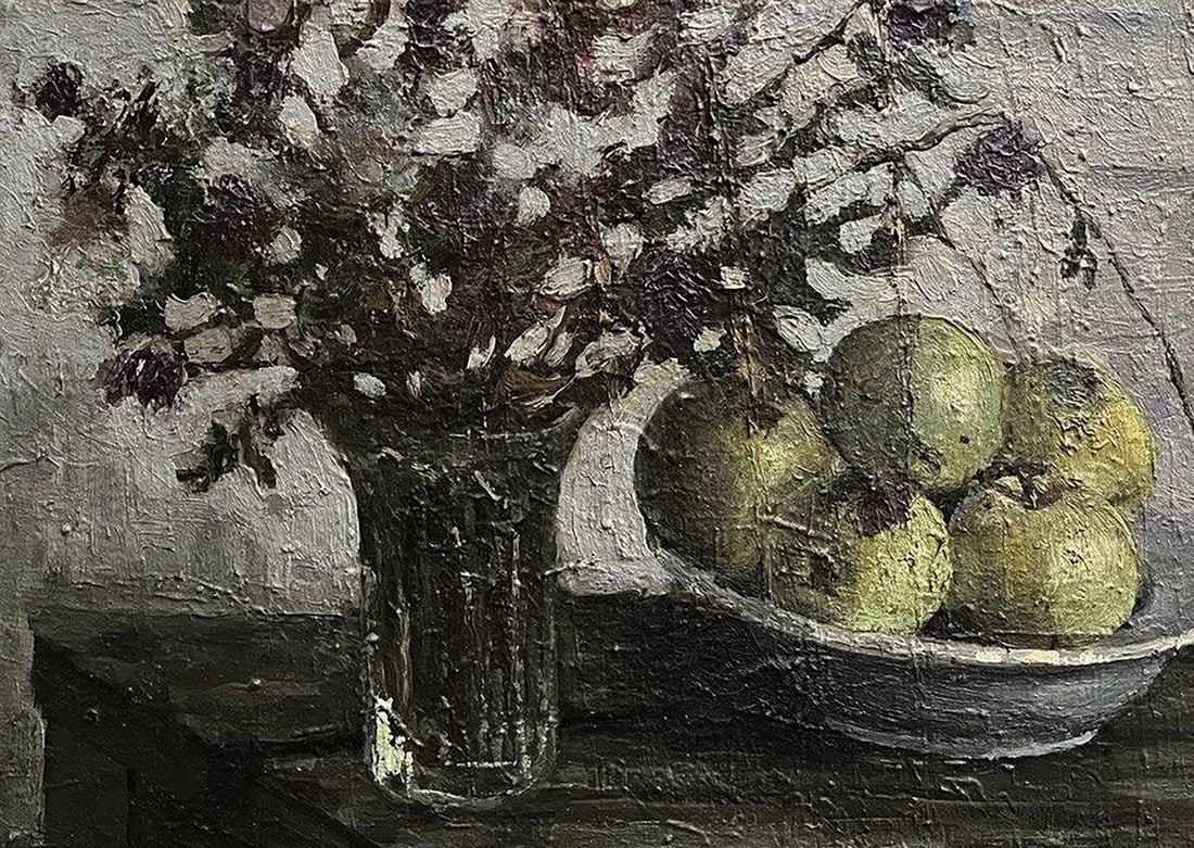 Oil painting Still life with flowers and apples Volodymyr Pashchenko - 4