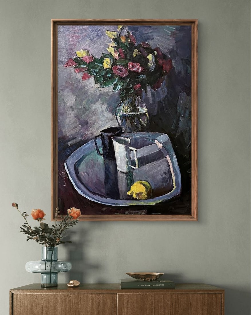 Oil painting Still life with flowers and lemon Oleksandr Andreev - 3