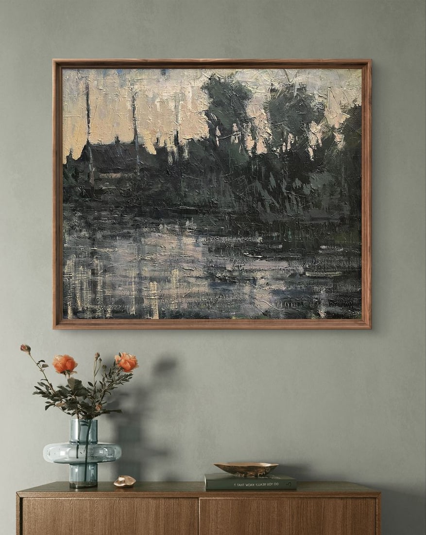 Oil painting Village river Volodymyr Pashchenko - 2