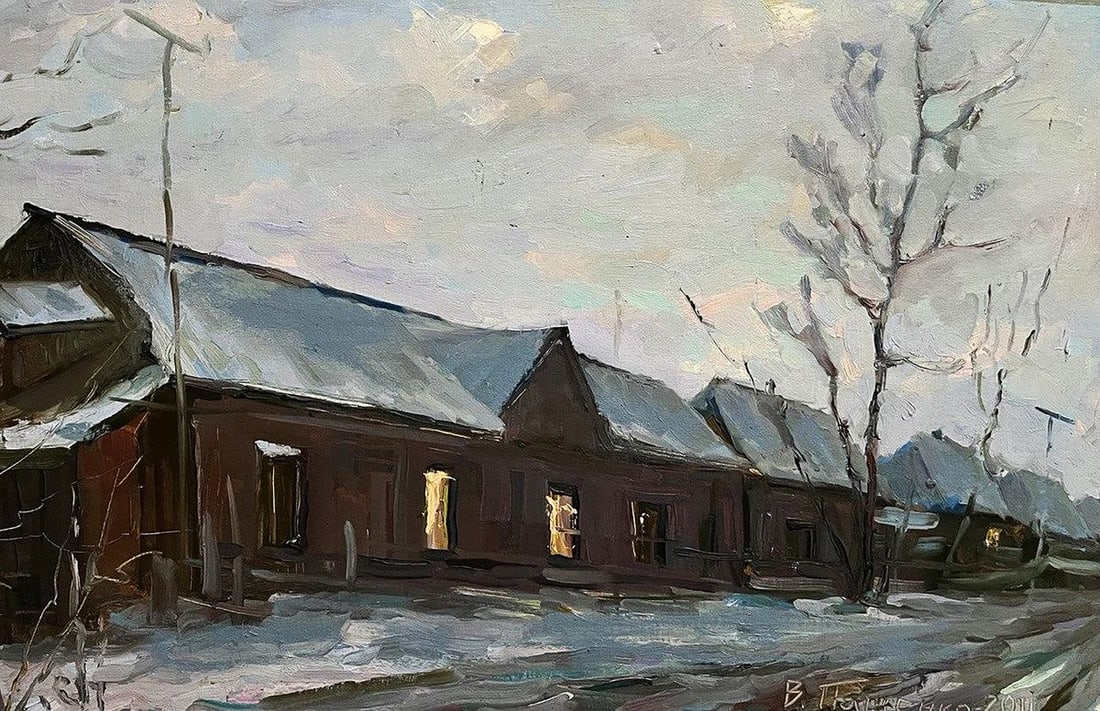 Oil painting Snowy street Volodymyr Pashchenko (1 of 7)