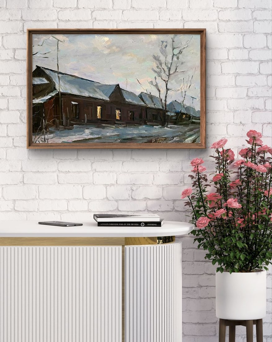 Oil painting Snowy street Volodymyr Pashchenko - 2