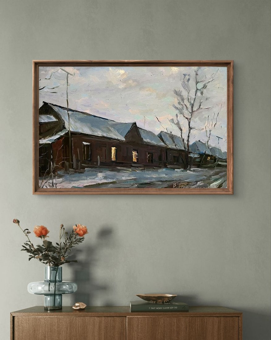 Oil painting Snowy street Volodymyr Pashchenko - 3