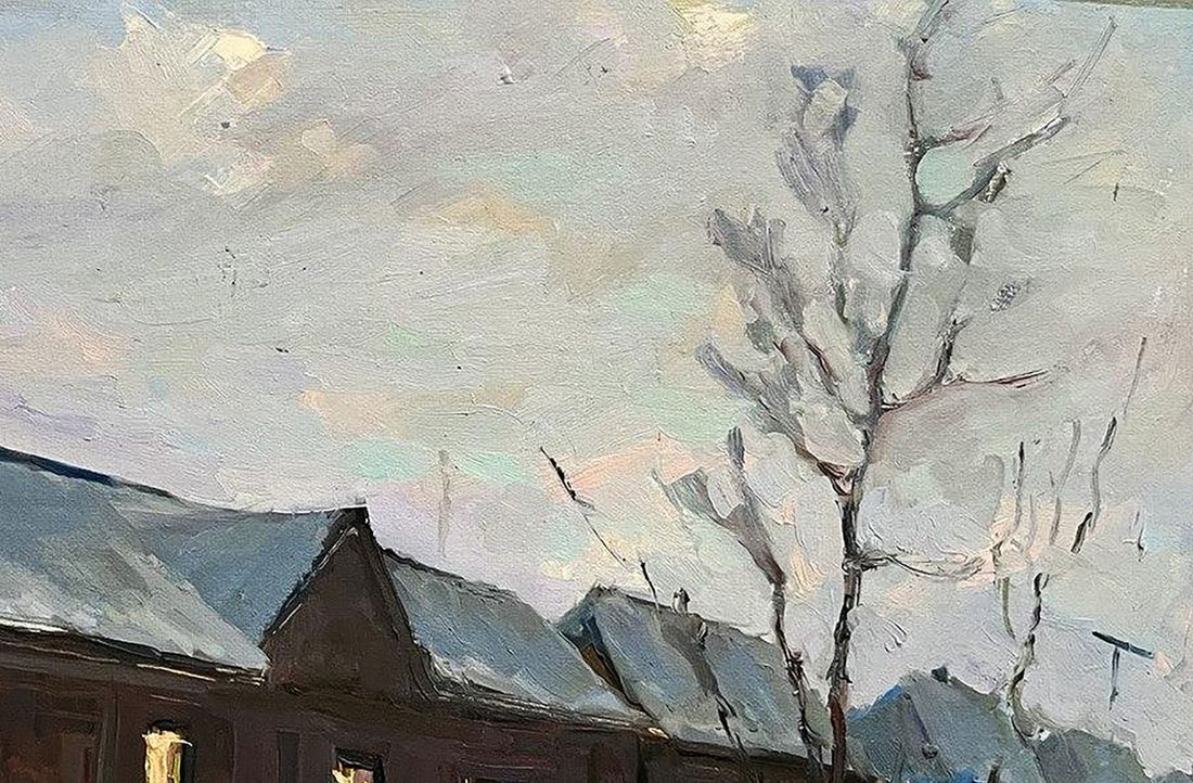 Oil painting Snowy street Volodymyr Pashchenko - 5