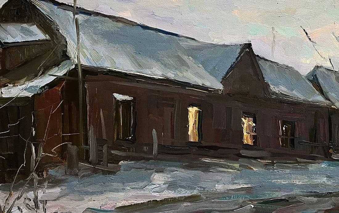 Oil painting Snowy street Volodymyr Pashchenko - 6