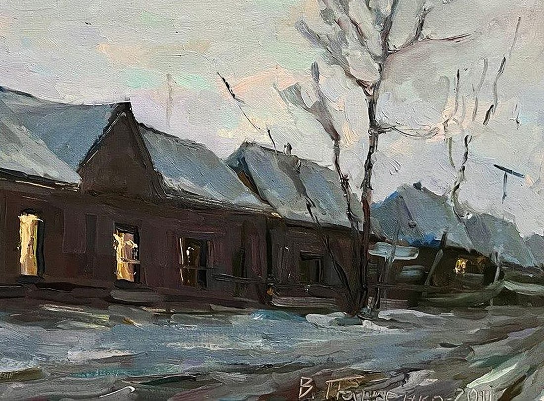 Oil painting Snowy street Volodymyr Pashchenko - 7