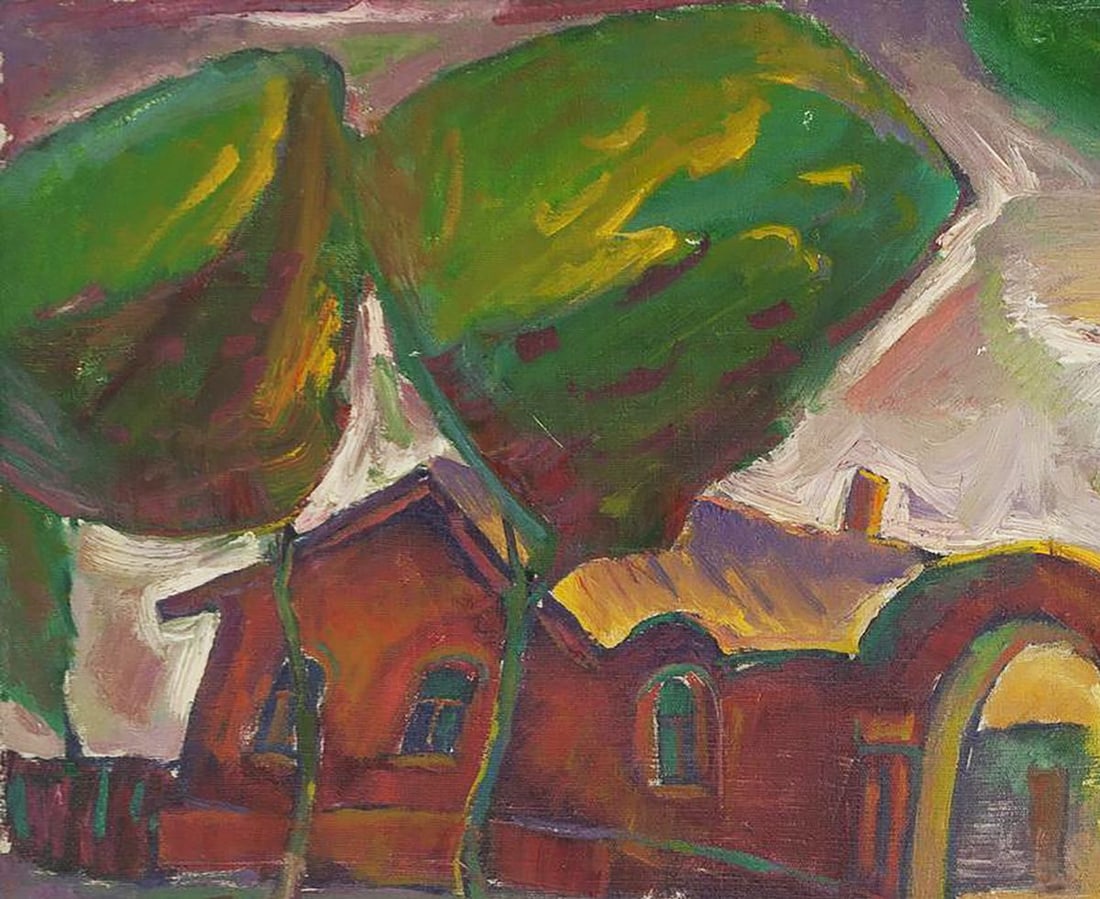 Oil painting Landscape with a red house Oleksandr Andreev - 4