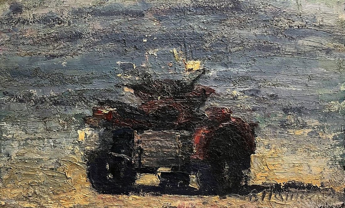 Oil painting Motorcycle on the beach Volodymyr Pashchenko (1 of 7)