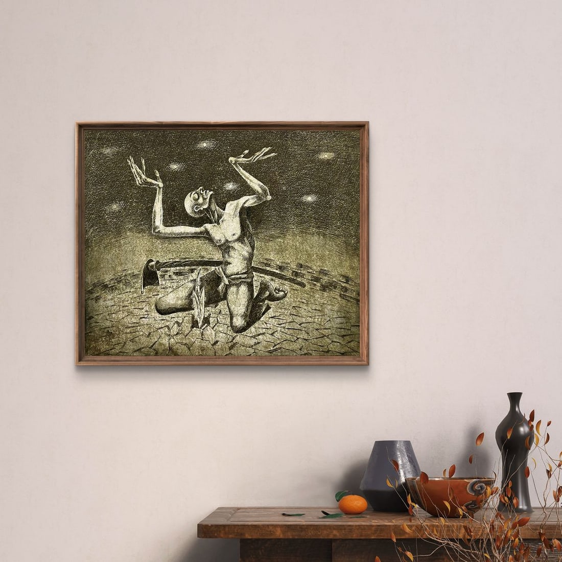 Etching painting Supplication Oleksandr Zhmailo - 3