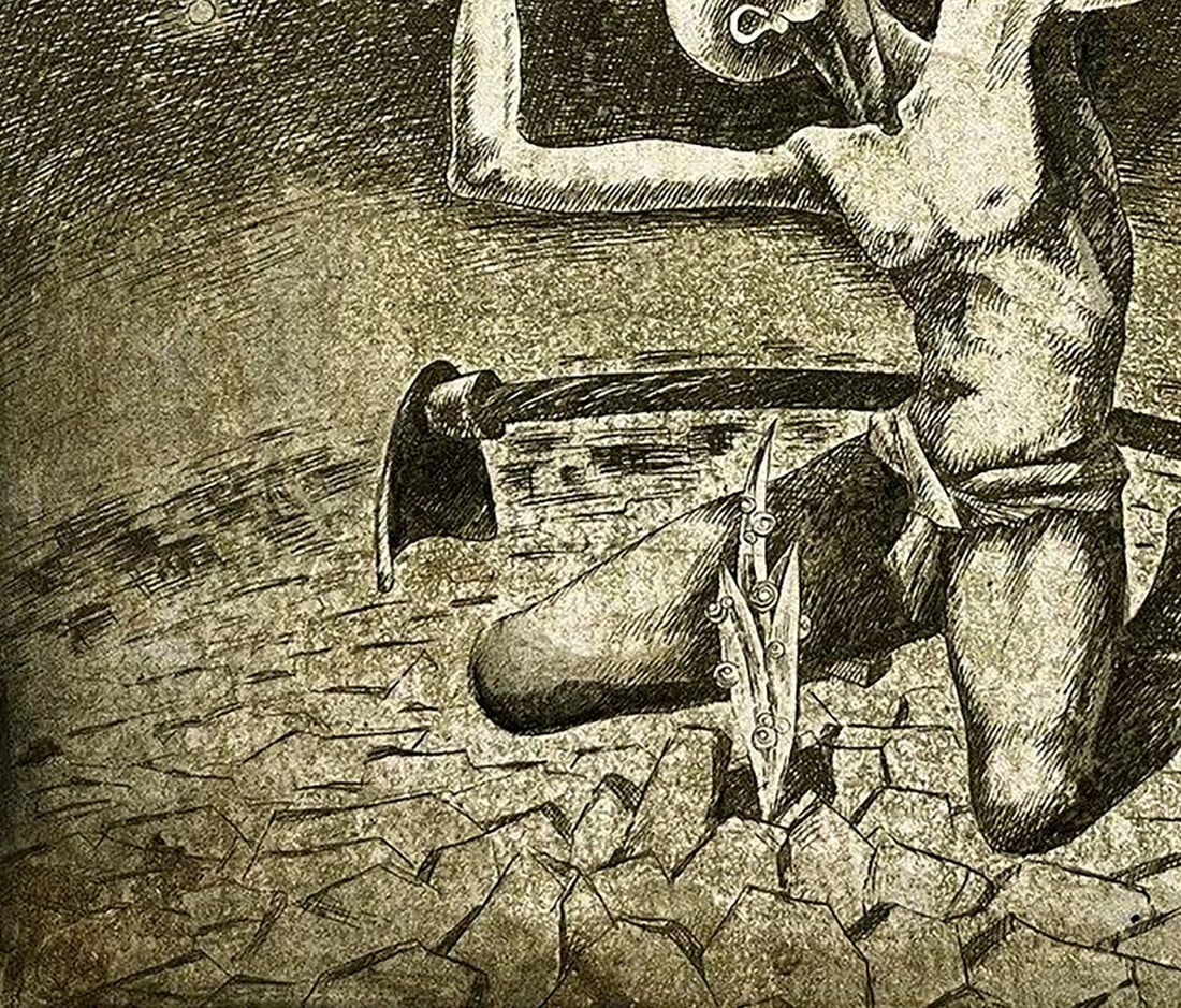 Etching painting Supplication Oleksandr Zhmailo - 7