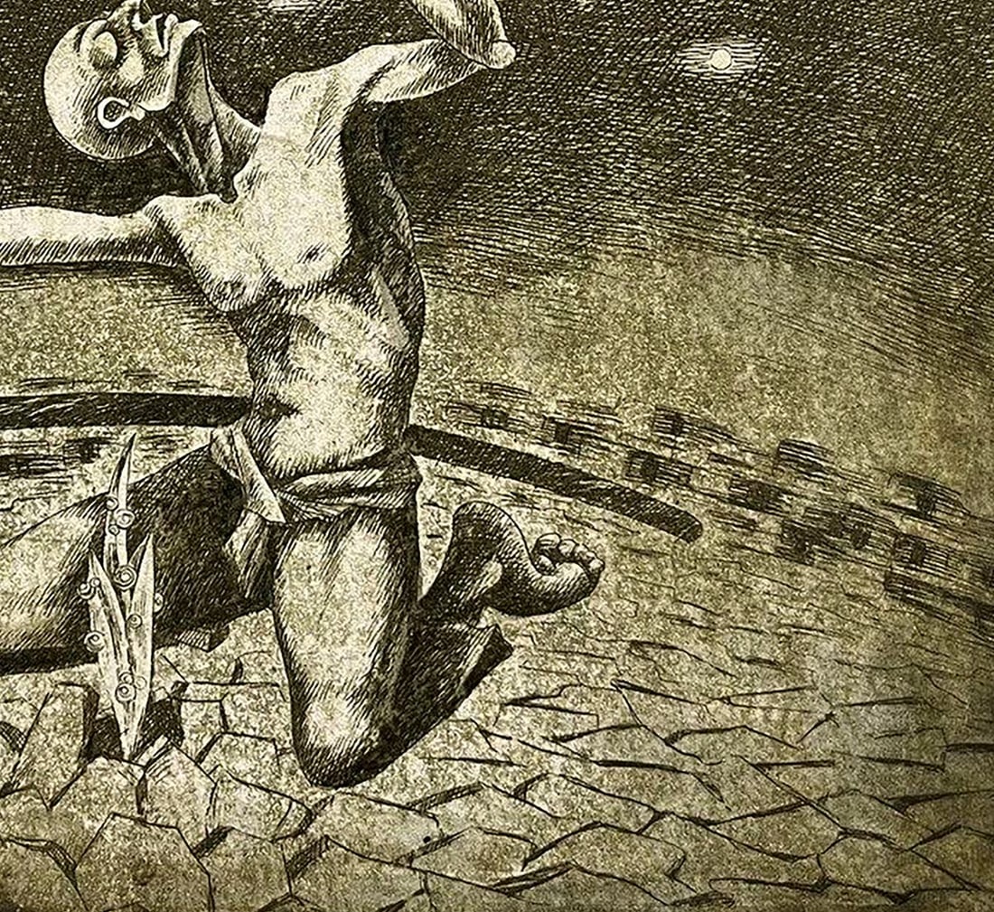 Etching painting Supplication Oleksandr Zhmailo - 8