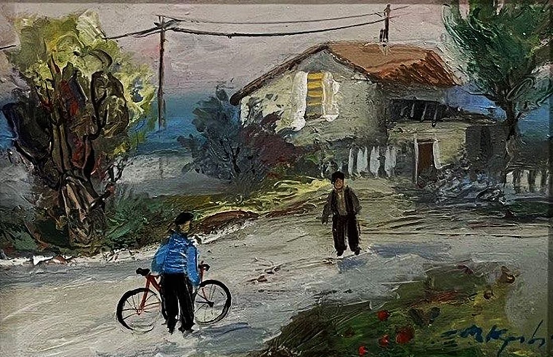 Oil painting By bike Dmytro Kravtsov: Title: Oil painting By bike Dmytro Kravtsov Description: NoGaller 320 *** ABOUT THIS PAINTING *** * TITLE: "By bike" * ARTISTS: Dmytro Kravtsov * SIZE: 20x30 cm/'7.87x11.81 inches' * MEDIUM: acrylic,