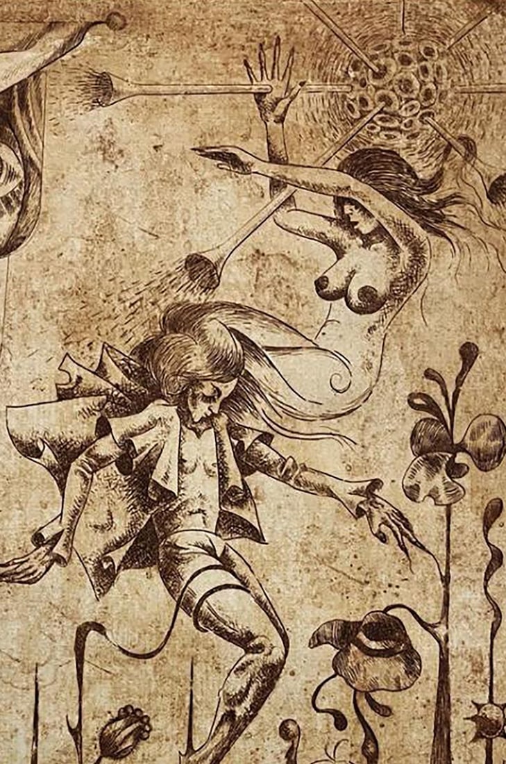 Etching painting Falling into the sky Oleksandr Zhmailo - 6