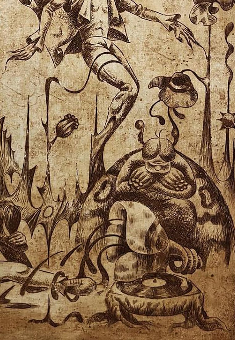 Etching painting Falling into the sky Oleksandr Zhmailo - 8