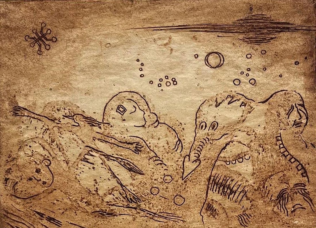 Etching painting Night Oleksandr Zhmailo (1 of 8)