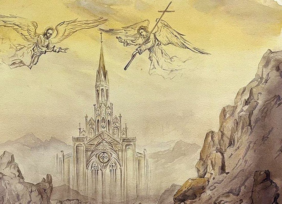 Watercolor painting Ghost of the Gothic Dmytro Startsev - 5