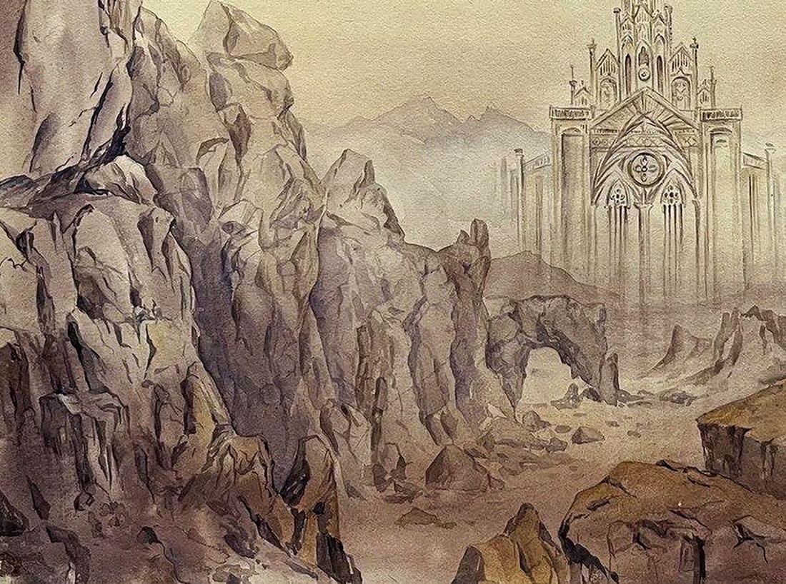 Watercolor painting Ghost of the Gothic Dmytro Startsev - 6