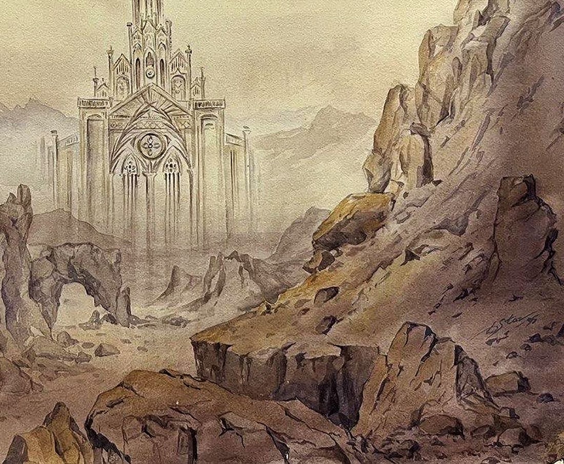 Watercolor painting Ghost of the Gothic Dmytro Startsev - 7