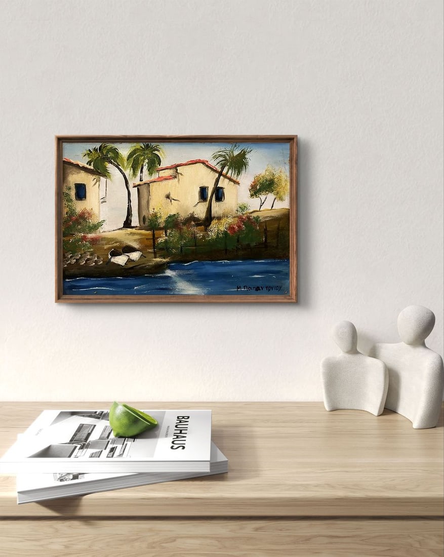 Oil painting Houses by the sea Unknown artist - 2