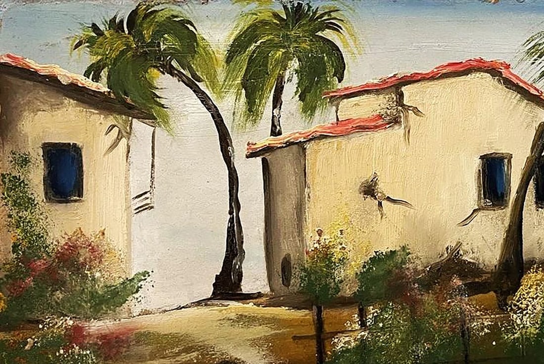 Oil painting Houses by the sea Unknown artist - 4