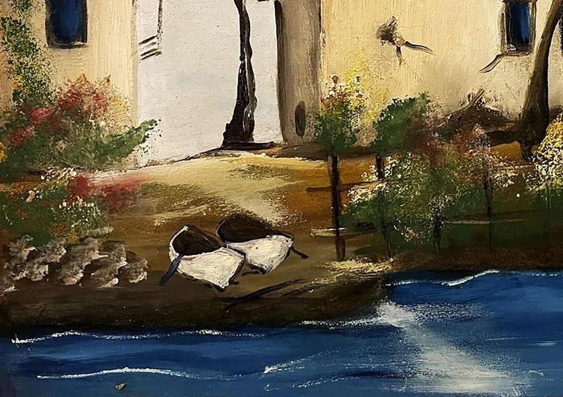 Oil painting Houses by the sea Unknown artist - 6