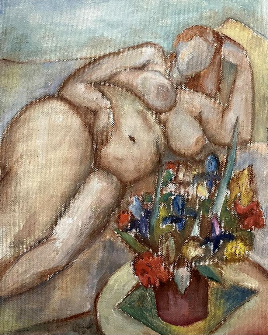 Oil painting Figure with flowers Tatyana Nikolsk: Title: Oil painting Figure with flowers Tatyana Nikolsk Description: NoGaller 392 *** ABOUT THIS PAINTING *** * TITLE: "Figure with flowers" * ARTISTS: Tatyana Nikolsk * SIZE: 50x40 cm/'19.68x15.74 in