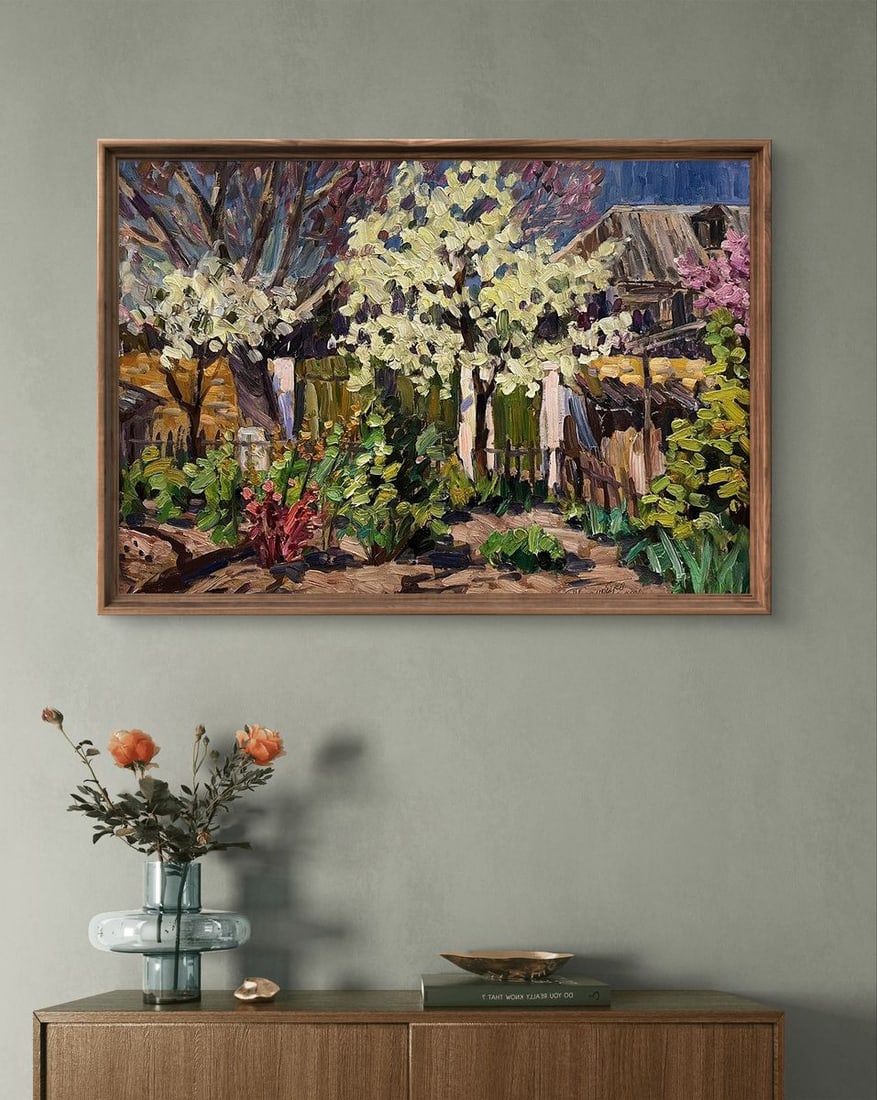 Oil painting Wild pear blossoms in the yard Petro Kolomoytsev - 3