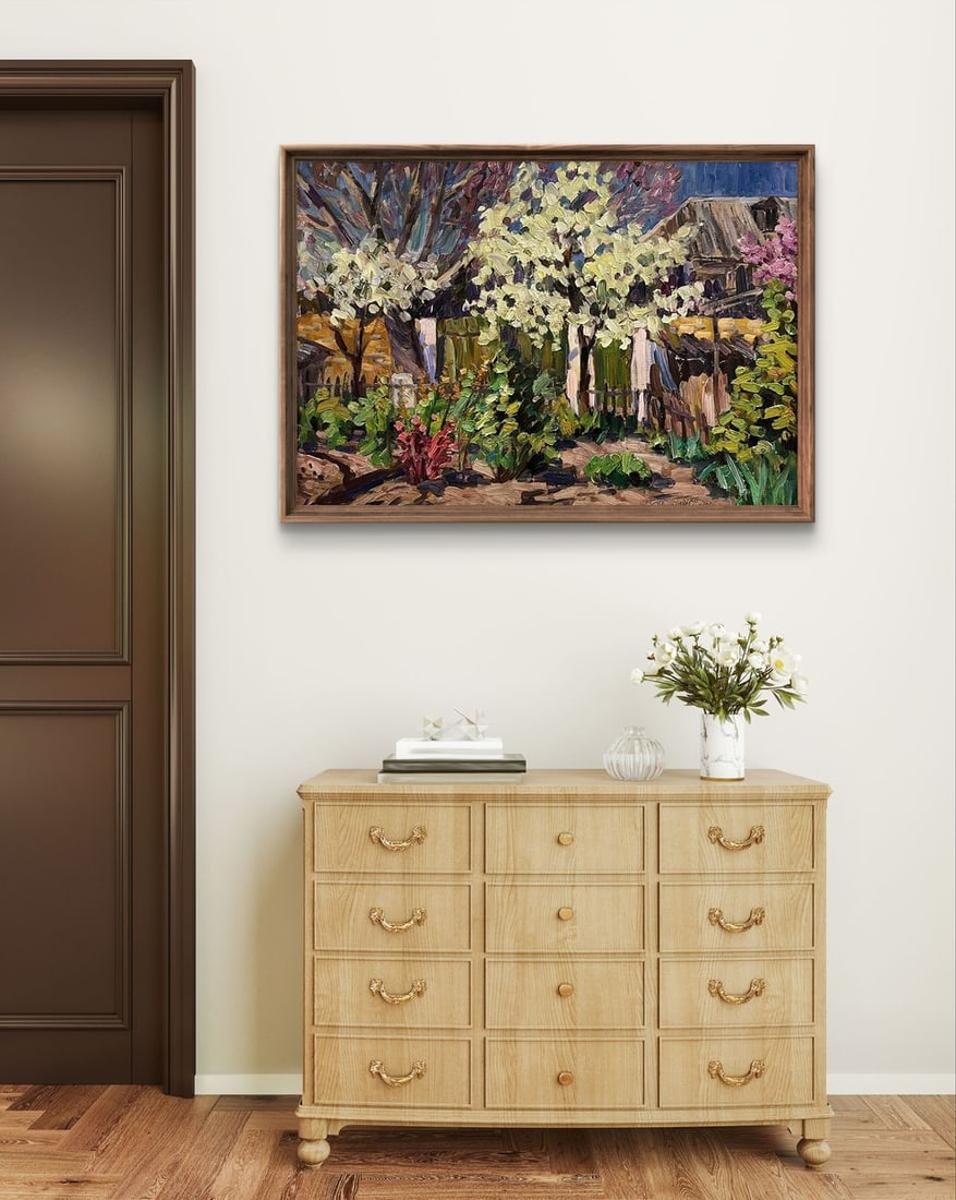 Oil painting Wild pear blossoms in the yard Petro Kolomoytsev - 4