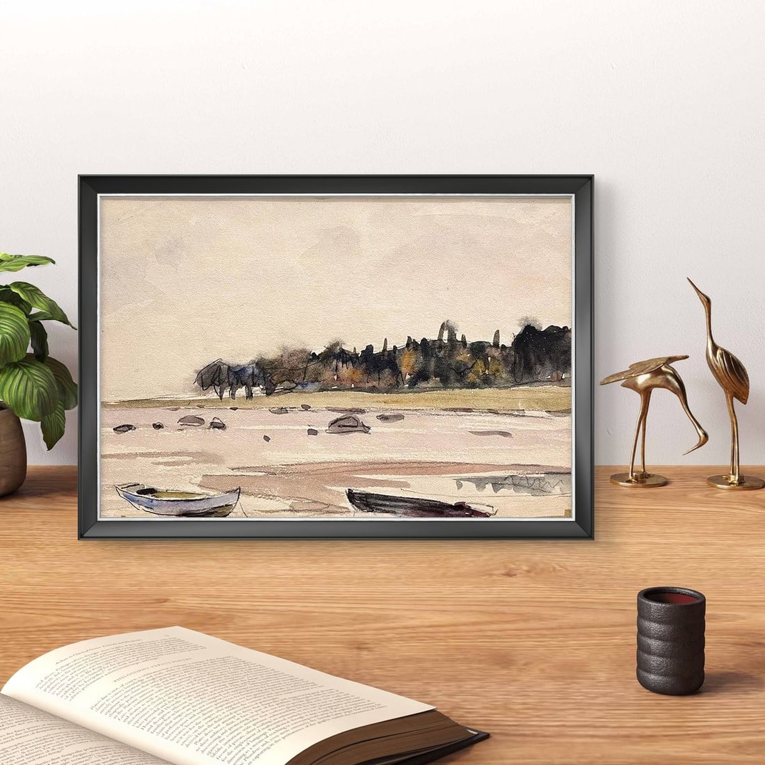 Gouache painting Boats on the shore Unknown artist - 4