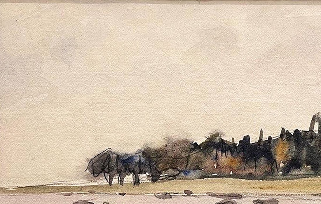 Gouache painting Boats on the shore Unknown artist - 5