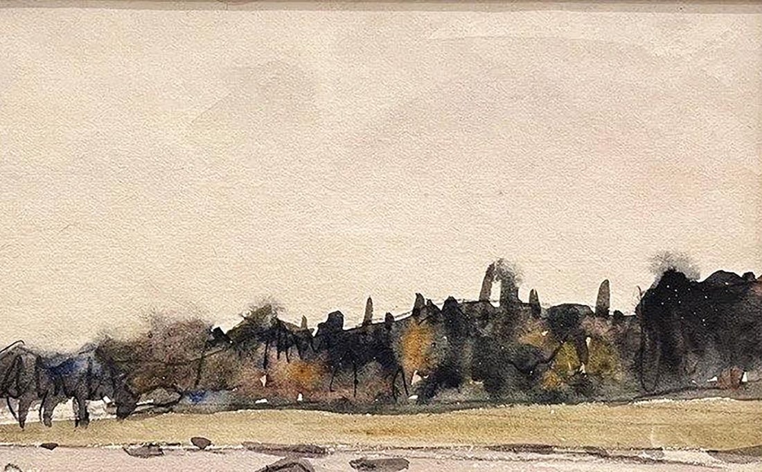 Gouache painting Boats on the shore Unknown artist - 6