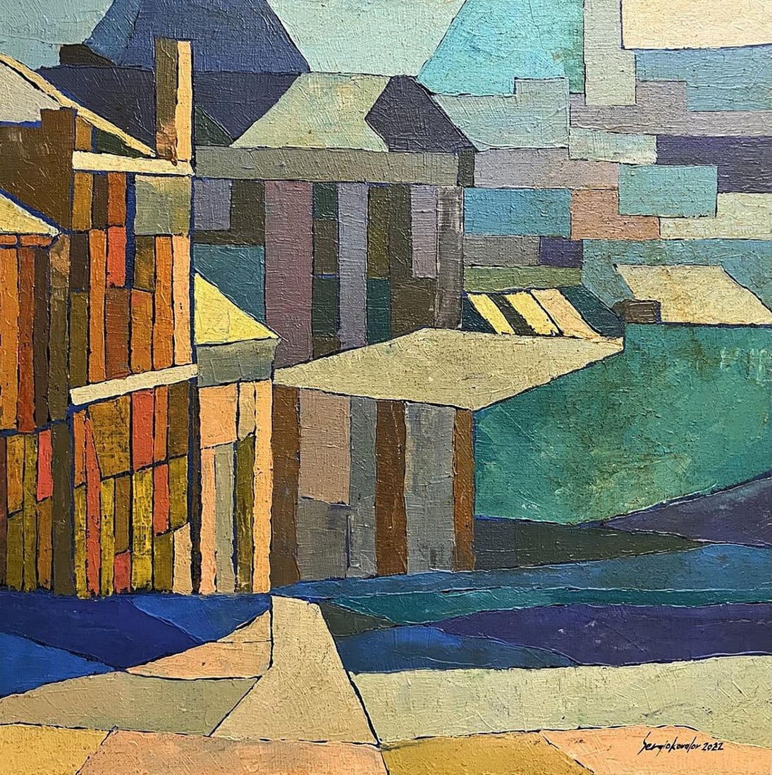 Oil painting Industrial part Serhiy Kovalev: Title: Oil painting Industrial part Serhiy Kovalev Description: NoGaller 71 *** ABOUT THIS PAINTING *** * TITLE: "Industrial part" - In the cities we live part three * ARTISTS: Serhiy Kovalev * SIZE: