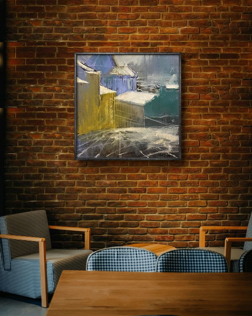 Oil painting Snow covered roofs Serhiy Kovalev - 2