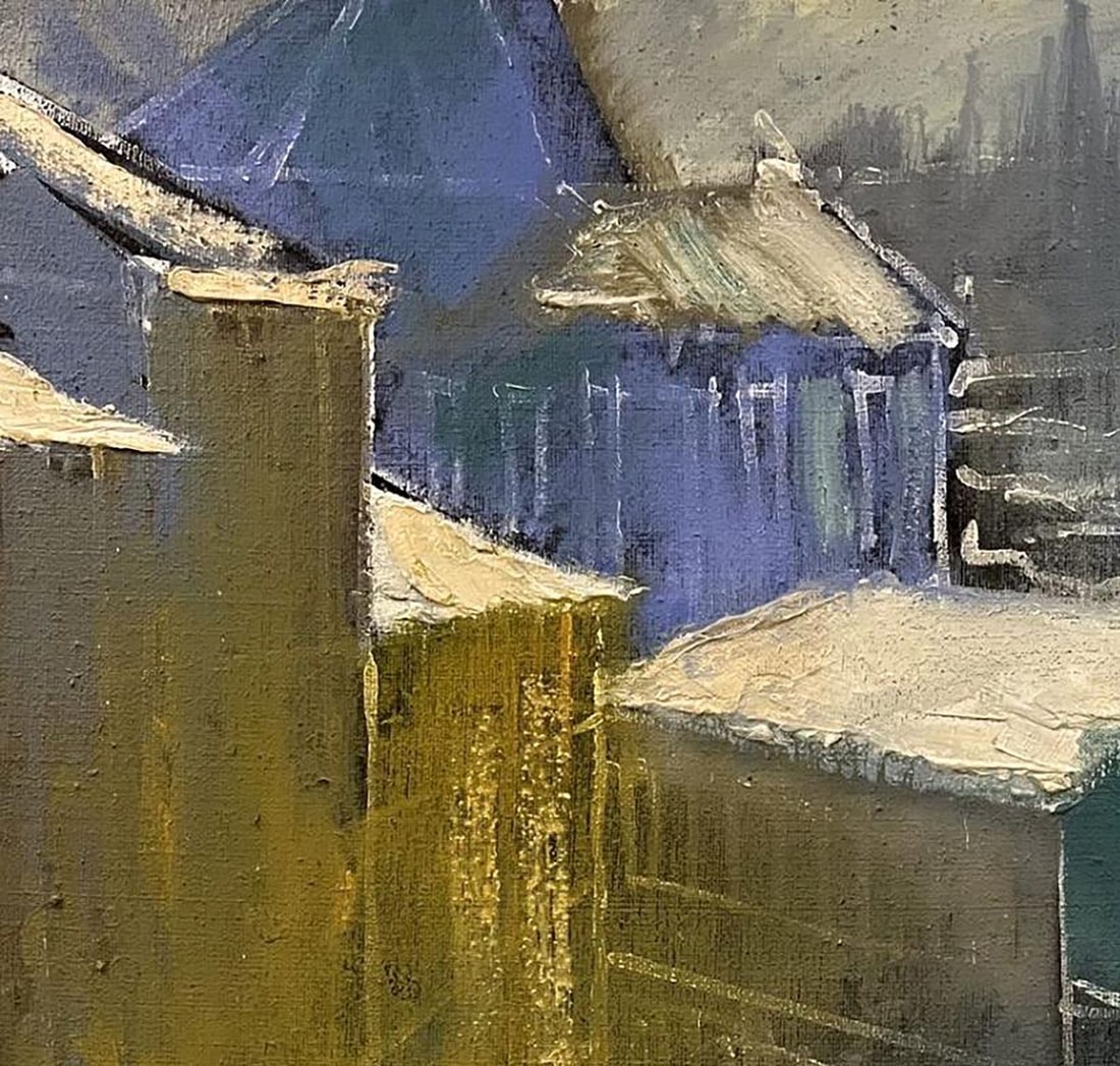 Oil painting Snow covered roofs Serhiy Kovalev - 4