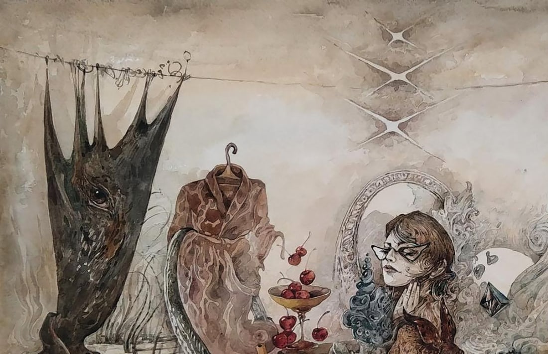 Watercolor painting Tik Tok with Durer's Rabbit Yuriy Laptev - 5