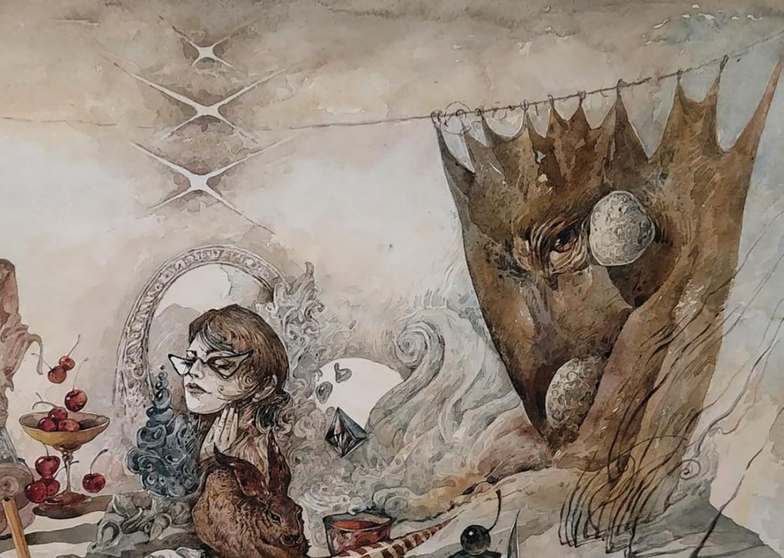 Watercolor painting Tik Tok with Durer's Rabbit Yuriy Laptev - 6