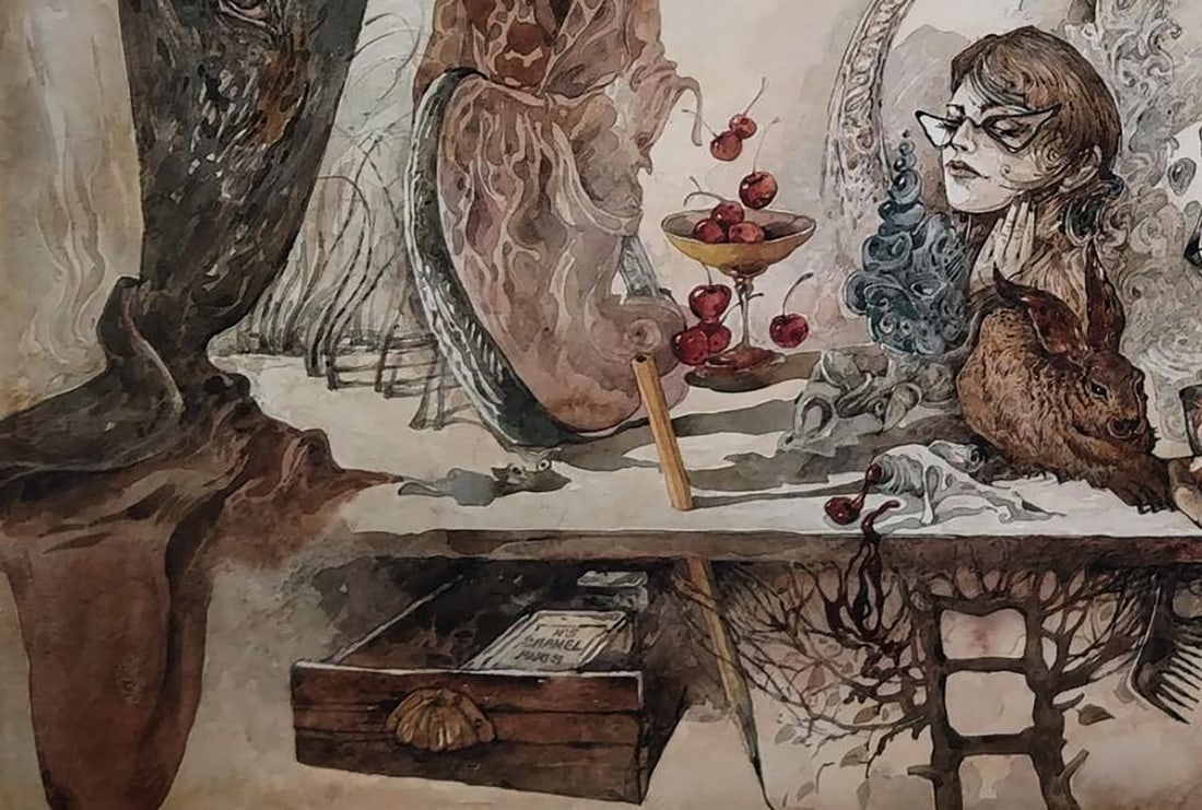 Watercolor painting Tik Tok with Durer's Rabbit Yuriy Laptev - 7