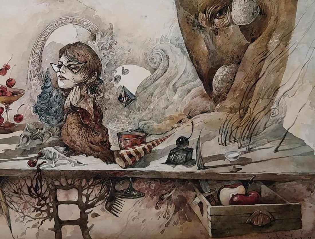 Watercolor painting Tik Tok with Durer's Rabbit Yuriy Laptev - 8