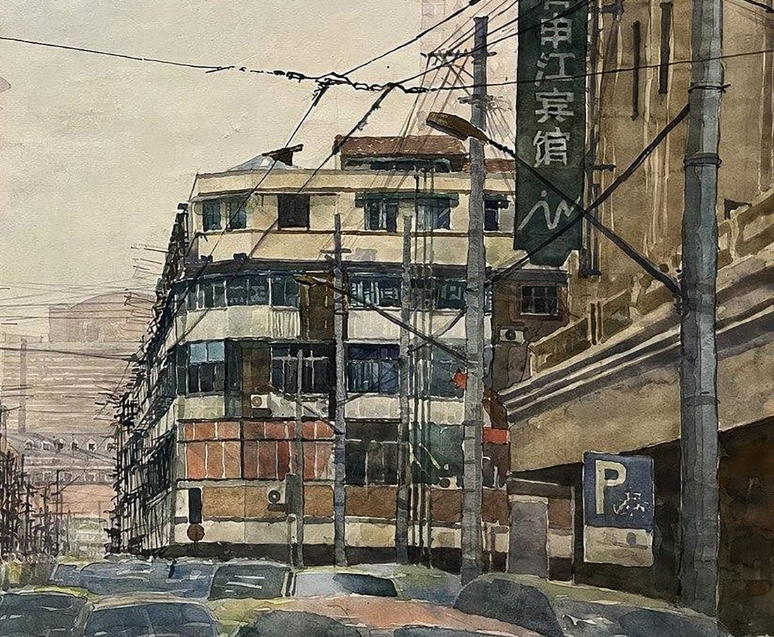 Watercolor painting Shanghai Serhiy Kovalev - 7