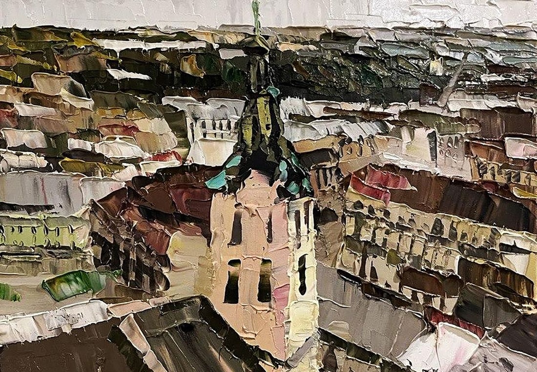 Oil painting Panorama with the cathedral Horishnyi N.A. - 5