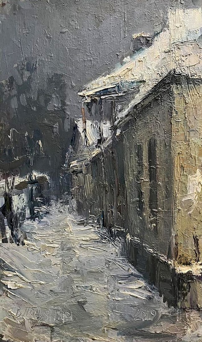 Oil painting Snowy street Volodymyr Pashchenko (1 of 7)
