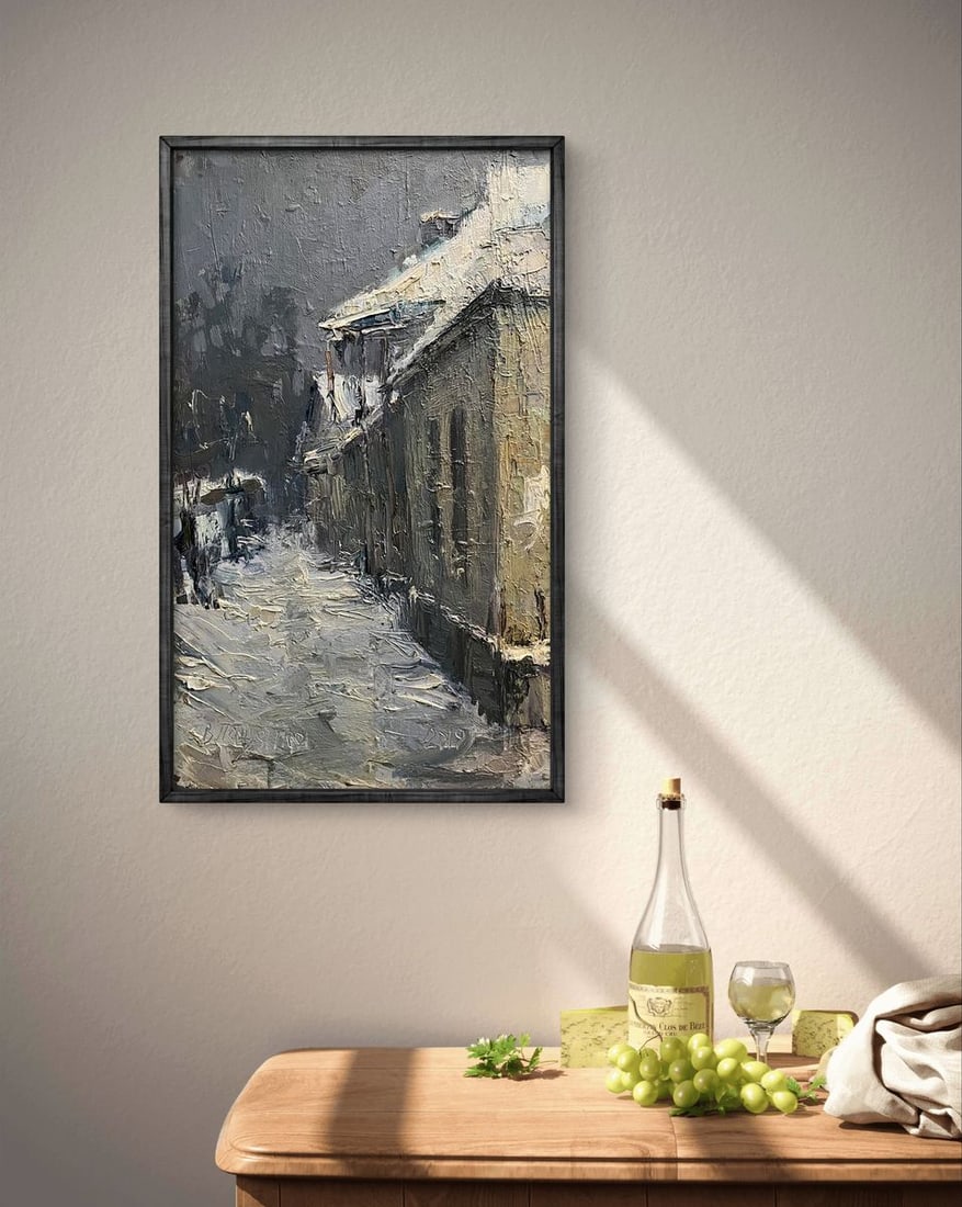 Oil painting Snowy street Volodymyr Pashchenko - 2