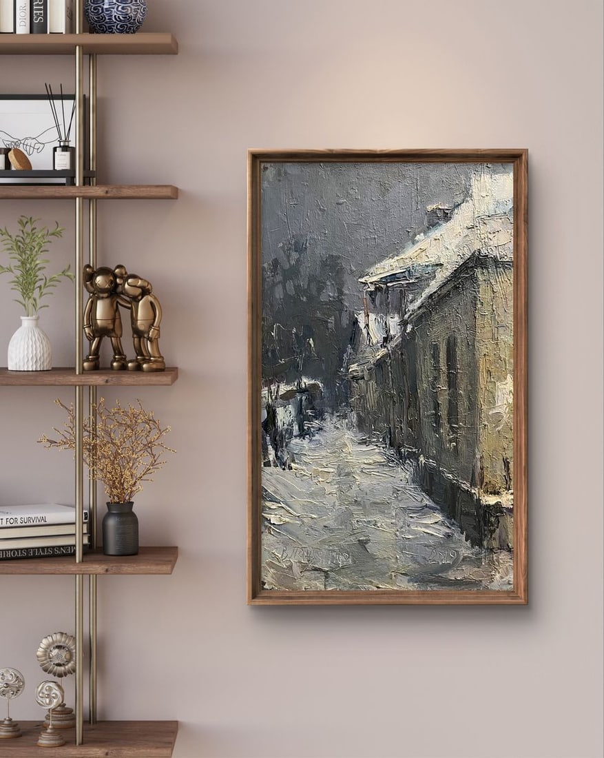 Oil painting Snowy street Volodymyr Pashchenko - 3