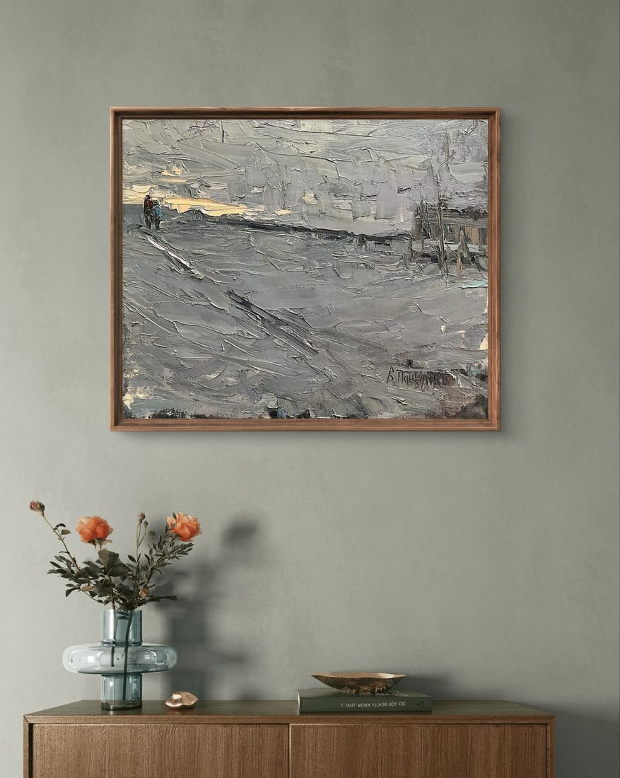 Oil painting Snowy road Volodymyr Pashchenko - 2