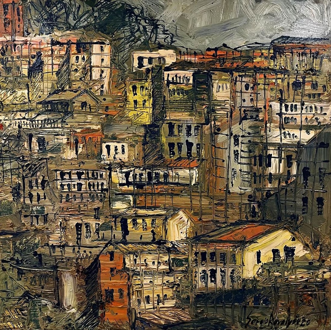Oil painting A multi level city Serhiy Kovalev (1 of 8)