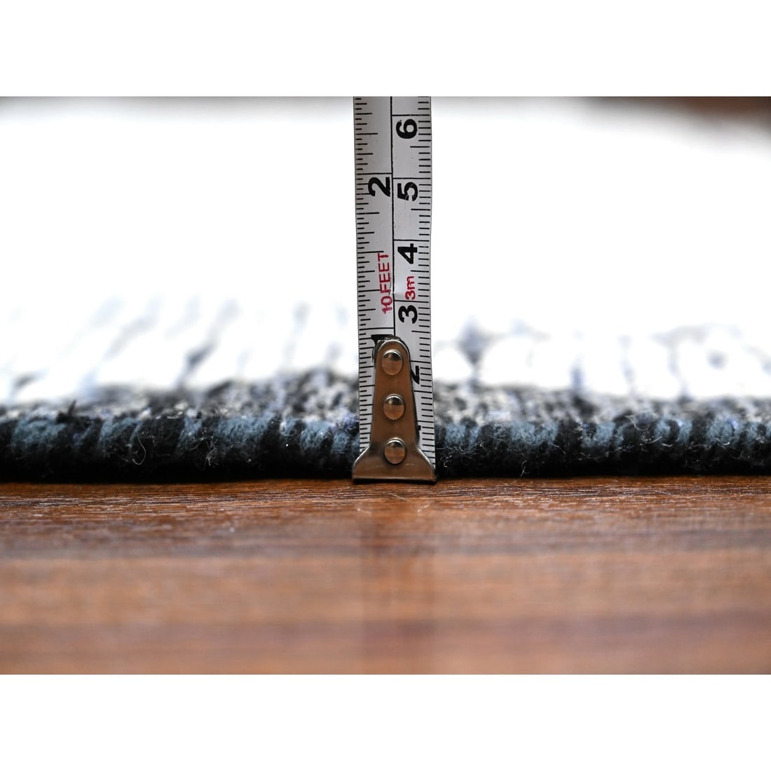 Spare White Hand Knotted Moroccan Weave 100% Wool Oriental Rug - 10