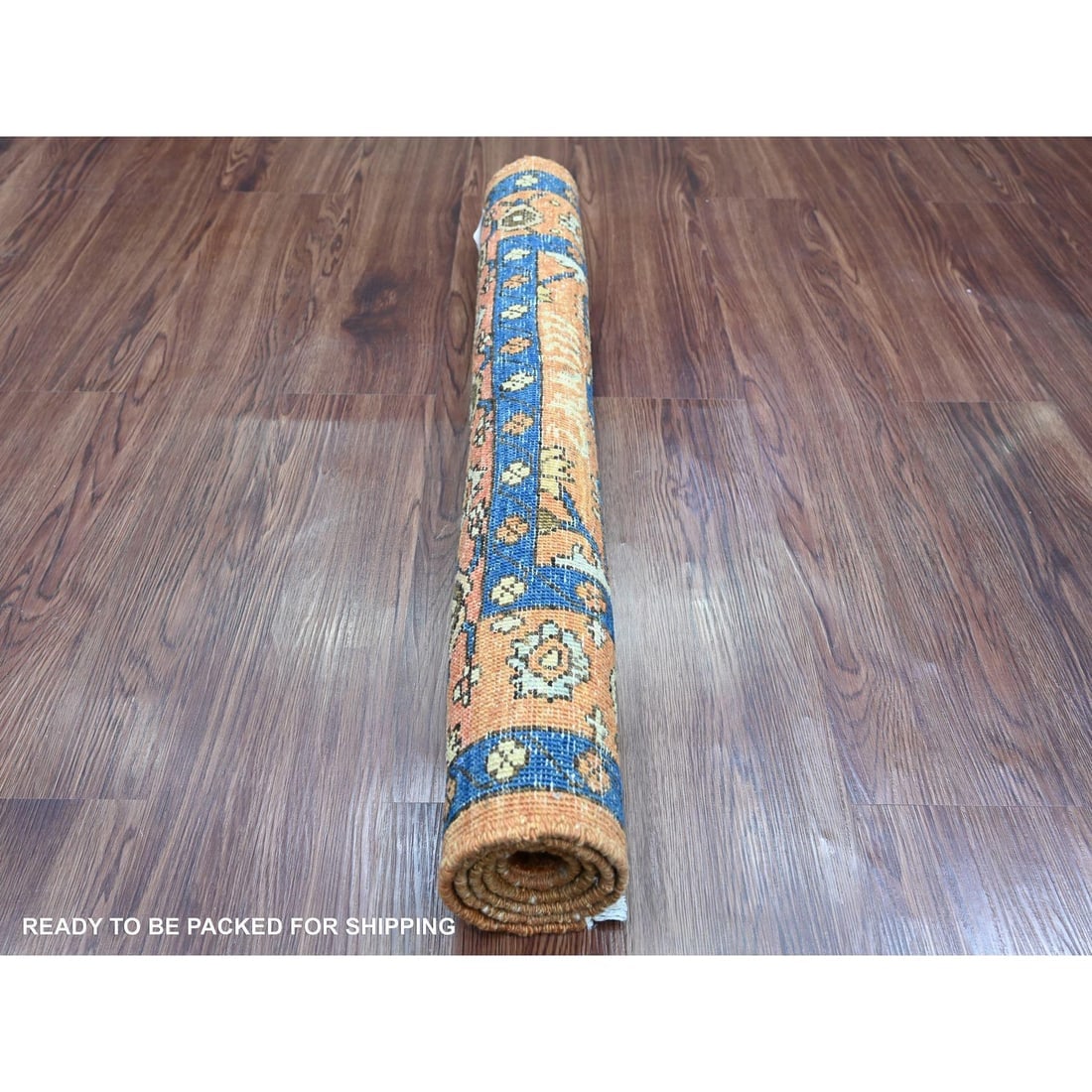 Brown Peshawar with Fereghan Sarouk Design Hand Knotted Pure Wool Rug - 4