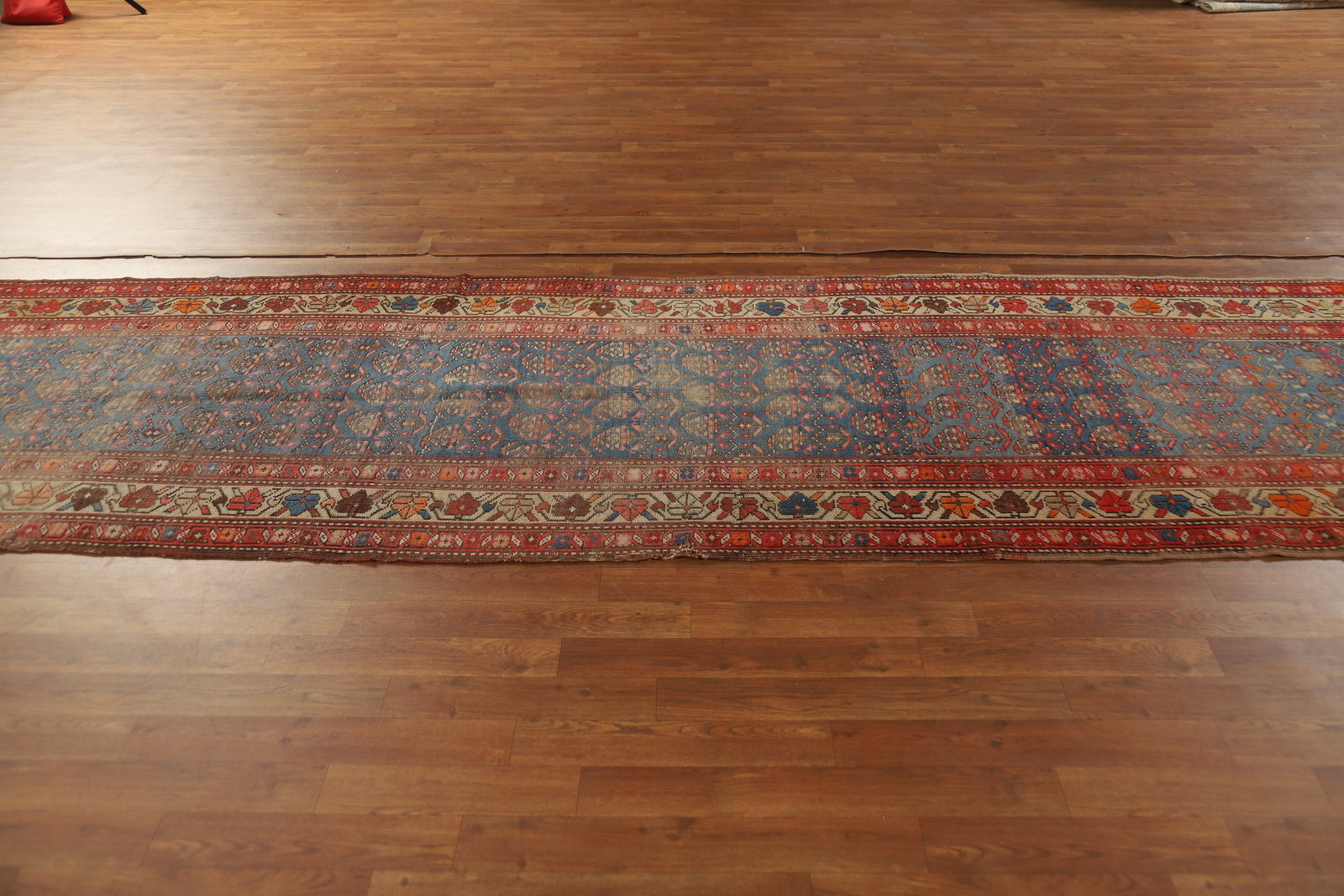 Pre-1900 Vegetable Dye Heriz Bakhshayesh Persian Runner Rug 3x15 - 15