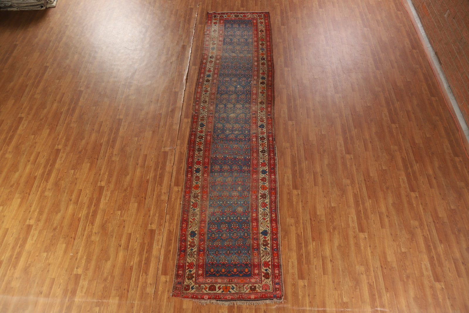 Pre-1900 Vegetable Dye Heriz Bakhshayesh Persian Runner Rug 3x15 - 16