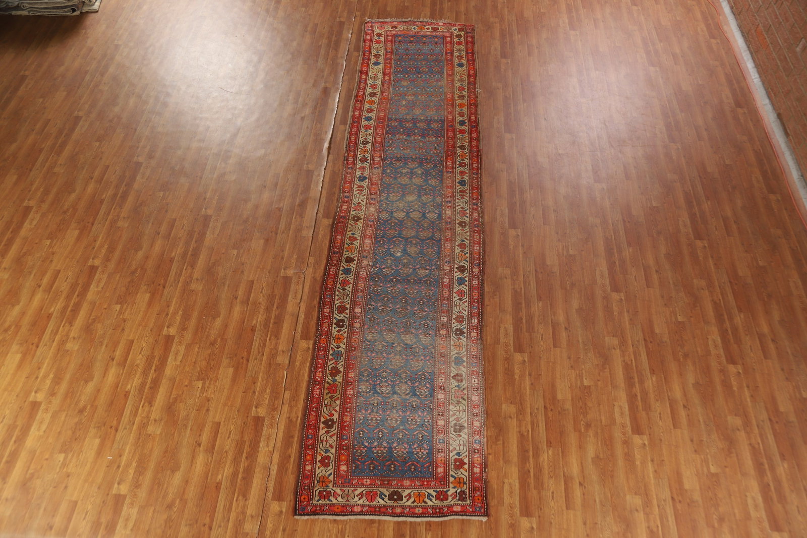 Pre-1900 Vegetable Dye Heriz Bakhshayesh Persian Runner Rug 3x15 - 4